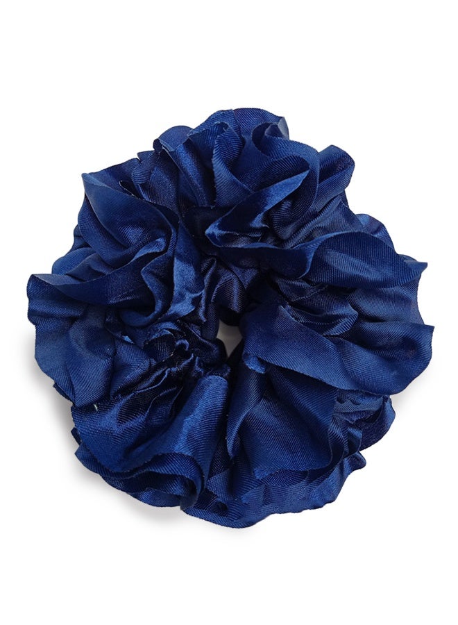 Elasticated pleated hairband with floral pom-pom - Image 1